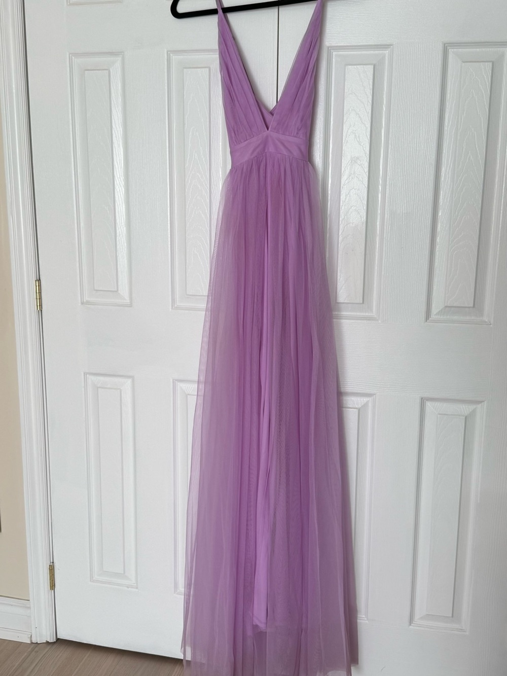 Ethereal Lilac Tulle V-Neck Maxi Chemise